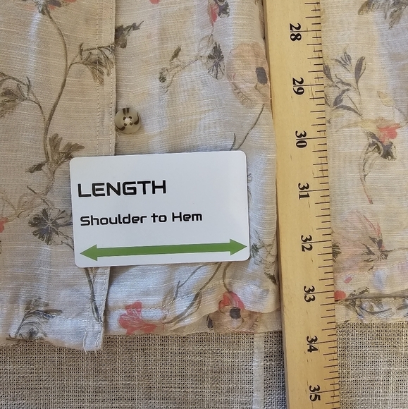 J.Jill XLP Linen Lyocell Blend Floral Tunic Top Sheer - Picture 13 of 15